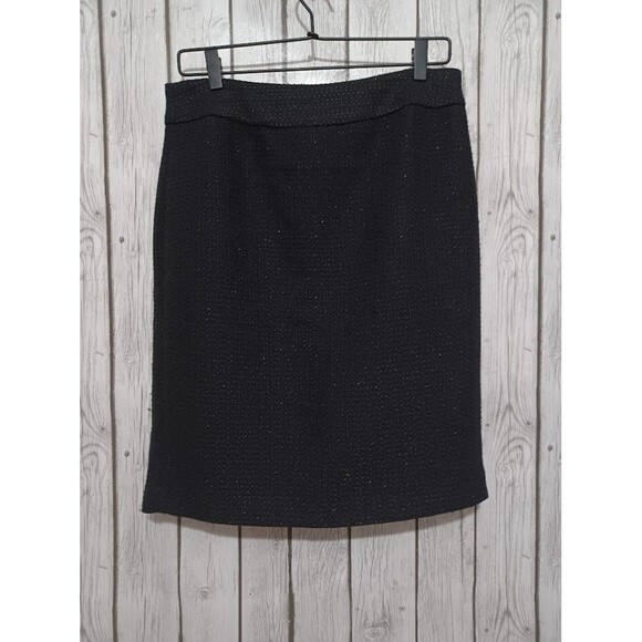 Pencil Skirt 6 Black Gold Specks Knee Length Office Dark Academia Whimsy Goth - Picture 1 of 8
